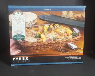 Pyrex Designs 3-Piece Bake 'N Serve Set with Rattan Basket