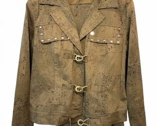 VERY VERA TAN SPECKLED BLACK SEQUINED STRUCTURED JACKET