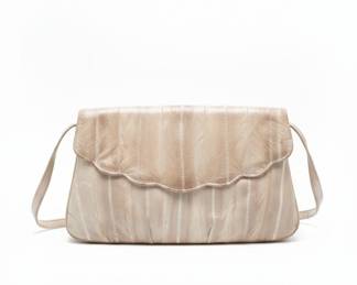 Big Star Genuine Eel Skin Shoulder Bag with Scalloped Flap