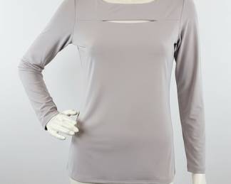 Carmen Marc Valvo Cut and Sew Knits Top with Keyhole Detail