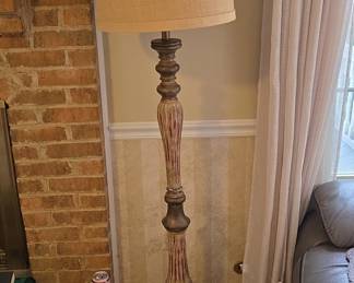 Distressed Wood Spindle Floor Lamp