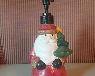 Ceramic Santa Claus Soap Dispenser with Christmas Tree