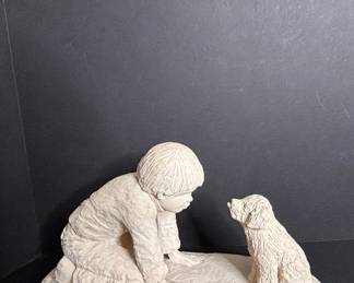 Austin Productions "Bright Eyes" Collection Boy and Dog Sculpture by Dee Crowley
