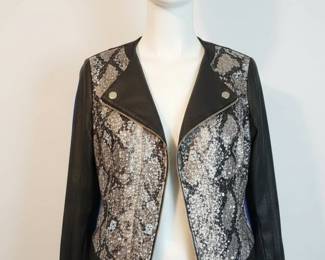 Insight New York Sequin Snake Print Moto Jacket