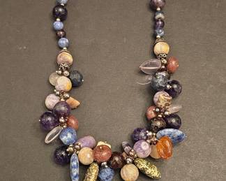 Artisan Multi-Gemstone Beaded Statement Necklace