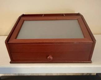 Wooden Jewelry and Watch Storage Box with Glass Lid