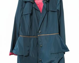 Betsey Johnson Teal Blue Convertible Peplum Trench Coat