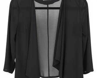 Calvin Klein Black Open-Front Sheer Waterfall Cardigan