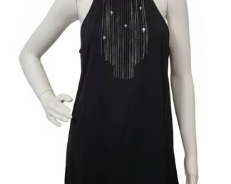 Chenault Black Sleeveless Chain-Embellished Blouse