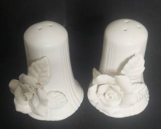 World Bazaar Inc. Porcelain Rose Salt and Pepper Shakers