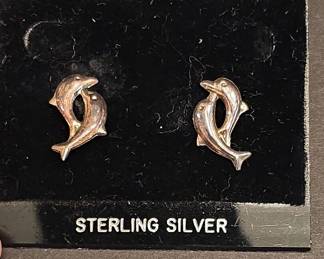 Jessica Dean Sterling Silver Dolphin Stud Earrings