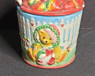 Cherished Teddies Strawberry Lane Jam Pot with Spoon