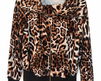 Michael Kors Leopard Print Velour Zip-Up Hoodie