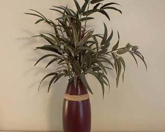 Artificial Bamboo Tree in Burgundy Vase