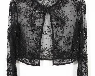 Scala Black Beaded Floral Bolero Jacket