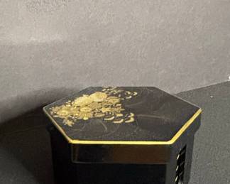 Vintage Japanese Lacquerware Coaster Set with Holder