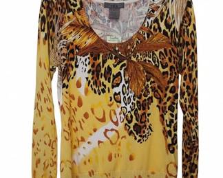 ISA Animal Print Beaded Sweater
