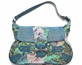 Christiana Vintage Beaded and Sequined Shoulder Bag with Horse Head Hardware