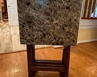Faux Marble Top TV Tray Table Set
