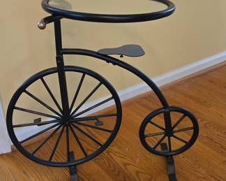Vintage Bicycle-Style Accent Table with Glass Top
