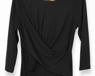 Michael Kors Women's Black Long Sleeve Top with Gold Tone Hardware