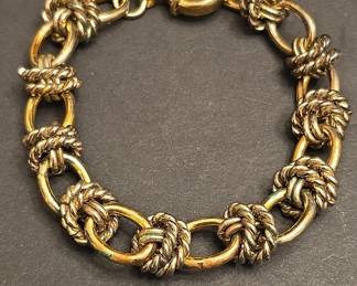 Vintage Gold-Tone Rope Knot Link Bracelet
