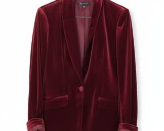 INC International Concepts Burgundy Velvet Shawl Collar Blazer