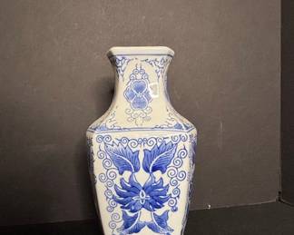 Chinese Blue and White Hexagonal Porcelain Vase