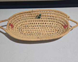 Vintage Woven Splint Basket with Handles