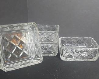 Vintage Pressed Glass Square Trinket Dishes