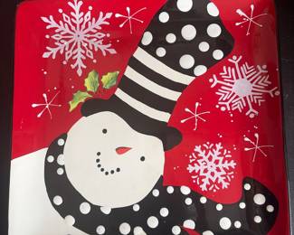 Certified International Magic Hat Snowman Square Appetizer Plate