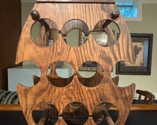 Vintage Barrel Shaped Wooden Wine Rack