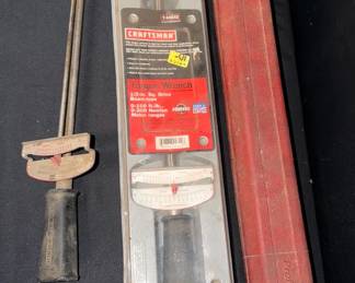 PROTO & Craftsman Beam-Type Torque Wrenches Two vintage-style beam torque wrenches from PROTO and Craftsman, useful additions to a mechanic's or tool collector's bench. The Craftsman is a USA-made 1/2" square-drive model with dual ft./lb. and Newton-meter scales and a 0–150 ft./lb. range.  Craftsman model 9-44642 with original packaging PROTO torque wrench with storage case Both show age/use and surface wear See photos for measurements and condition   Market Insight & Estimated Market Value: Well-known American tool brands with appeal for both practical shop use and vintage tool collections.    Estimated Market Value: $45–$75