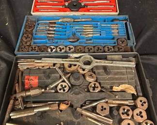 Craftsman Kromedge Tap & Hexagon Die Set Plus Assorted Tap & Die Tools Craftsman Kromedge tap and hexagon die set in original case, accompanied by two additional assortments of taps, dies, holders, and threading tools. A useful group for machinists, mechanics, metalworking, and shop use.  Craftsman set appears lightly used and is functional Additional sets/tools are untested Assorted sizes included Visible surface rust and wear on many pieces Cases show age/use; contents may not be complete See photos for included pieces and condition   Market Insight & Estimated Market Value: A substantial working-shop assortment with desirable Craftsman Kromedge pieces plus plenty of additional taps and dies for threading and repair work.    Estimated Market Value: $50–$90