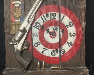 1970s Westclox Marksmanship Award Clock 15in x 17 3/4in Clock does not seem to work