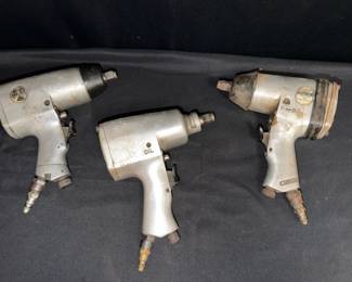 Rockwell, Sunex & Chicago Tool 1/2" Pneumatic Impact Wrenches Three pneumatic impact wrenches for the garage or workshop, including Rockwell, Sunex and Chicago Tool.  Rockwell Model 2210 – tested and working Sunex SX-634CZ – may need new O-rings Chicago Tool ATW013ABA – may need new O-rings All show wear from prior use; see photos for condition   Market Insight & Estimated Market Value: A useful group for someone needing a working air impact plus two additional tools for repair, parts, or restoration.    Estimated Market Value: $50–$90