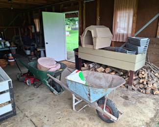 Large Wood Planter and Several Wheelbarrows!
