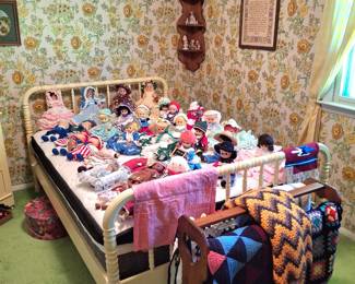 Sample of Our Doll Collection! All Wearing Hand Crocheted Outfits!