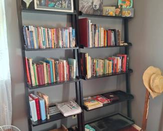 2 Wooden Bookcases and a Variety of Books!