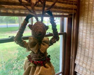 large rattan decorated deer
