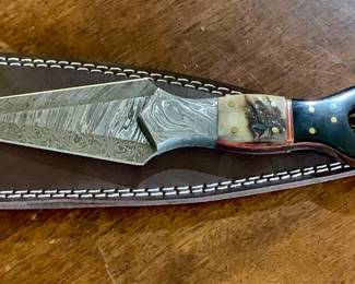 Damascus steel kunai style throwing knife