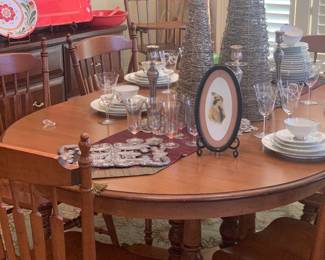 dining table and six chairs