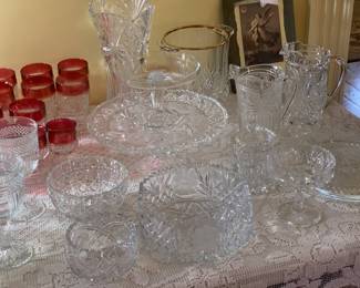 cut crystal- bowls, plates, pedestals, vases, pitchers, compotes
