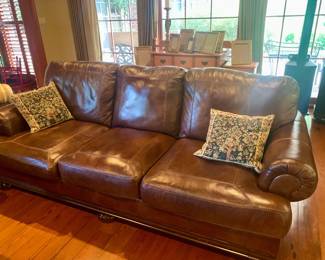 solid leather three seat sofa