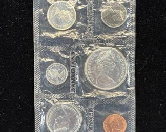 Lot #3 1965 Royal Canadian Mint 6-Coin Uncirculated Set Elizabeth II Sealed Pack 80% Silver