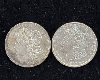 Lot #11 Morgan Silver Dollar Lot 2 Coins 1921 & 1897-O US 90% Silver $1 Collectible