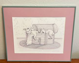 Lot #98 Sue Rupp Harey Chest Rabbit Limited Edition Signed Print 181/650 1987