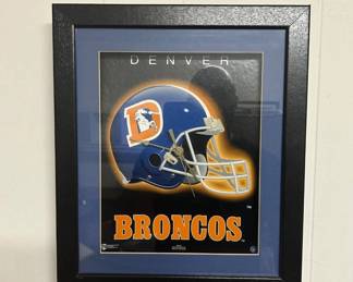 Lot #57 Denver Broncos NFL Framed Wall Clock Vintage Logo Helmet Orange Blue 1990s