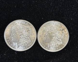 Lot #13 1921 Morgan Silver Dollar 90% Silver US Coin Lot of 2 E Pluribus Unum