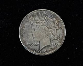Lot #159 1925 Peace Dollar 90% Silver US Coin Philadelphia Mint VF Circulated